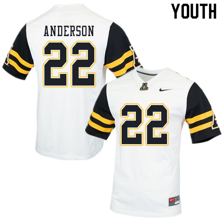 Youth #22 Raykwon Anderson Appalachian State Mountaineers College Football Jerseys Sale-White